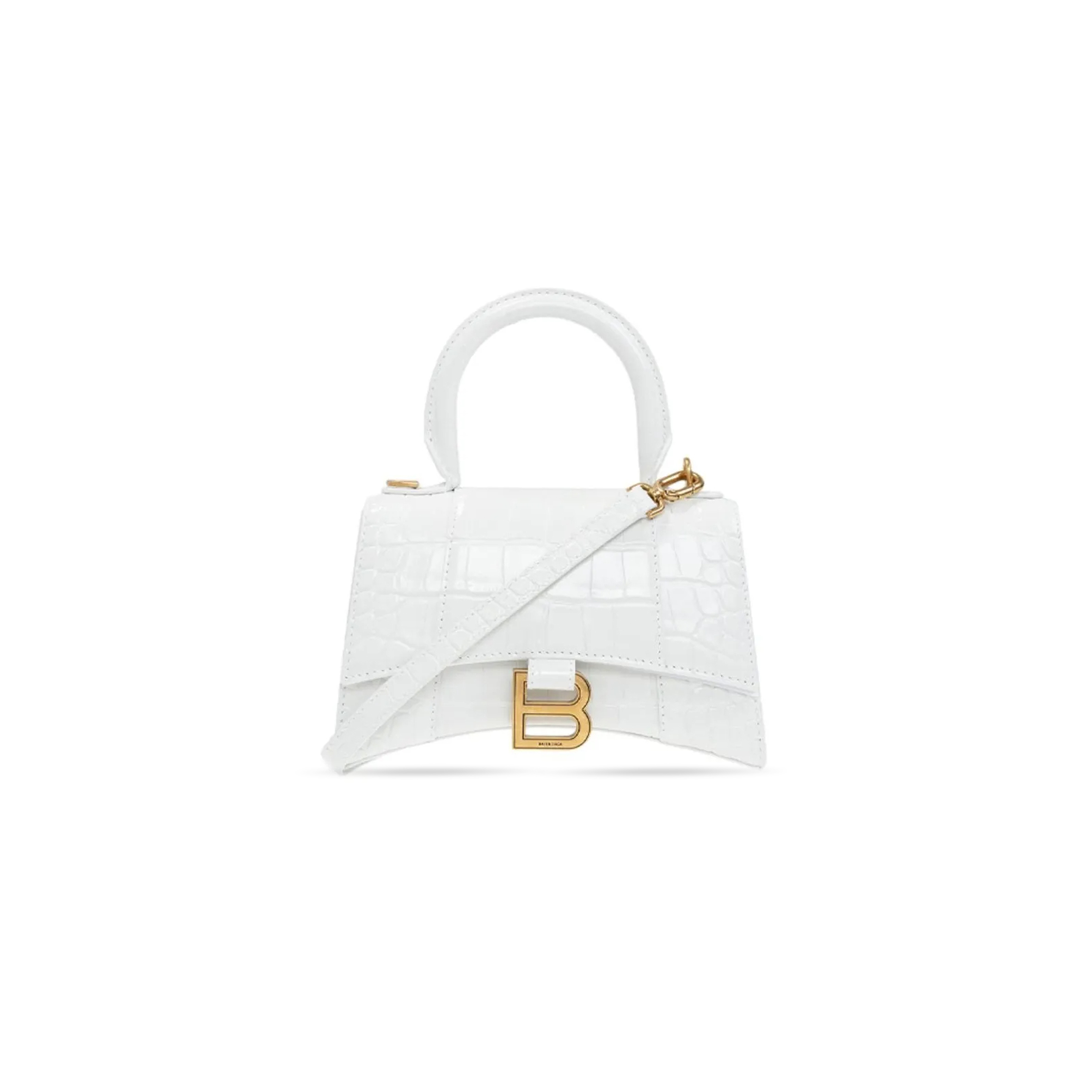 Ba1en*iaga women''s hourglass handbag xs in white 5928331lrgm9016 (18.8*13*7.9cm)
